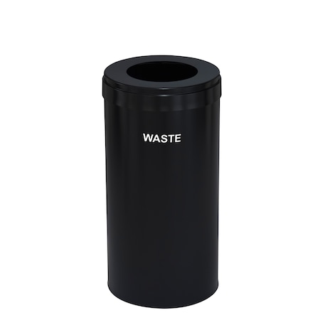 Glaro Waste Receptacle, No Liner, 23 gal., Satin W-1542BK-BK-W4