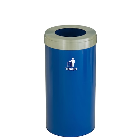 Glaro Waste Receptacle, No Liner, 23 gal., Blue/S W-1542BL-SA-W3