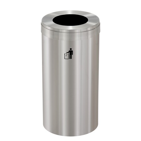Glaro Waste Receptacle, No Liner, 23 gal., Silver W-1542SA-SA-W1