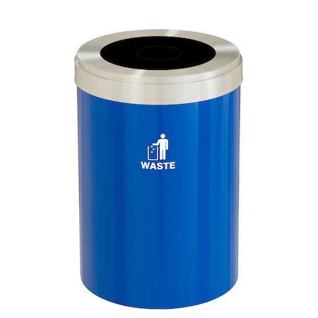 Glaro Waste Receptacle, Liner, 33 gal., Blue/Silv W-2032BL-SA-W2