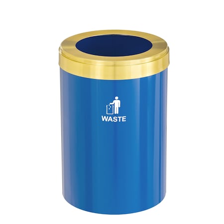 Glaro Waste Receptacle, No Liner, 41 gal., Blue/S W-2042BL-BE-W2