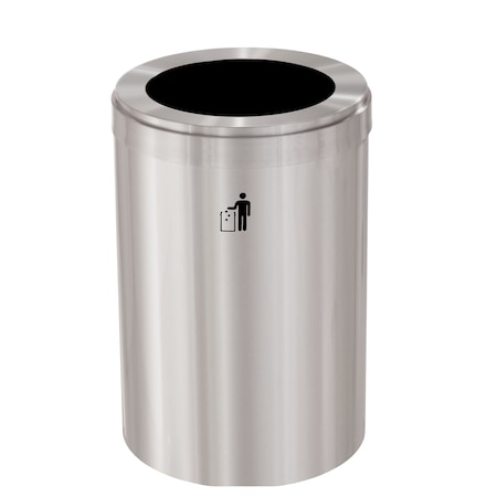 Glaro Waste Receptacle, No Liner, 41 gal., Silver W-2042SA-SA-W1