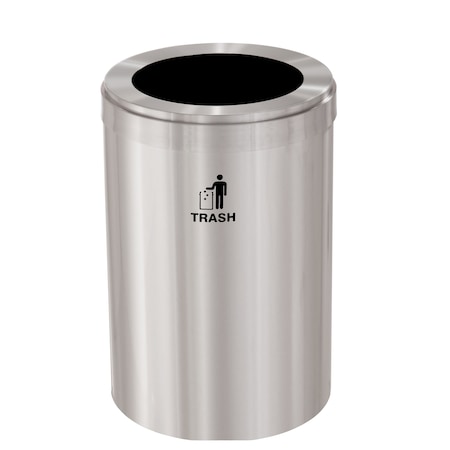 Glaro Waste Receptacle, No Liner, 41 gal., Silver W-2042SA-SA-W3