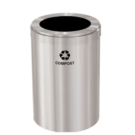 Glaro Waste Receptacle, No Liner, 41 gal., Silver W-2042SA-SA-W6RL