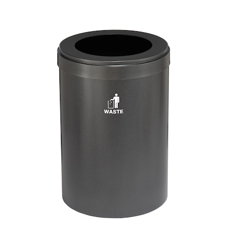 Glaro Waste Receptacle, No Liner, 41 gal., Silver W-2042SV-SV-W2