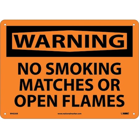 Nmc Warning No Smoking Matches Or Open Flames Sign, W402AB W402AB