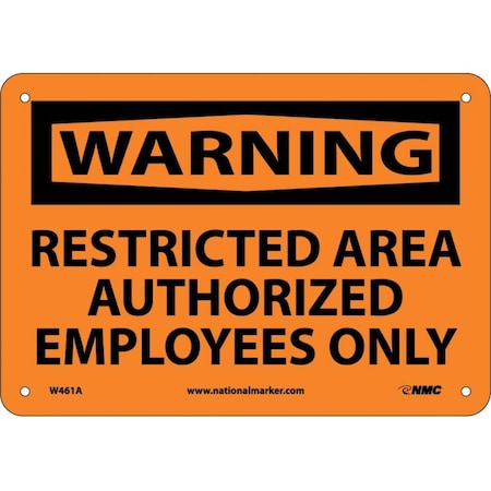 Nmc Warning Restricted Area Authorized Employees Only Sign, W461A W461A