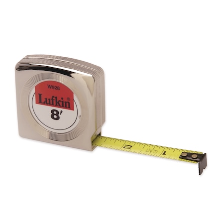 Crescent Lufkin 1/2" x 12' Mezurall Chrome Case Yellow Clad Power Return Tape Measure W9212