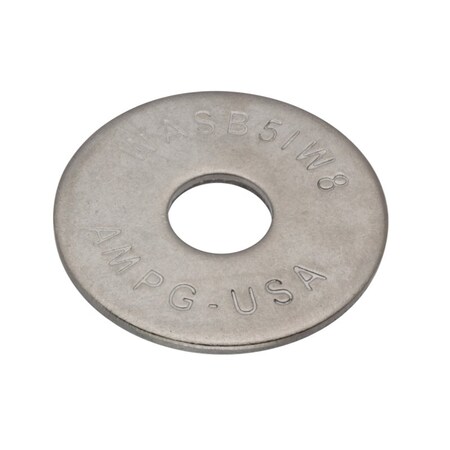 Zoro Select Flat Washer, Fits Bolt Size 5/16 in 18-8 Stainless Steel, Plain Finish, 10 PK WASB51W8