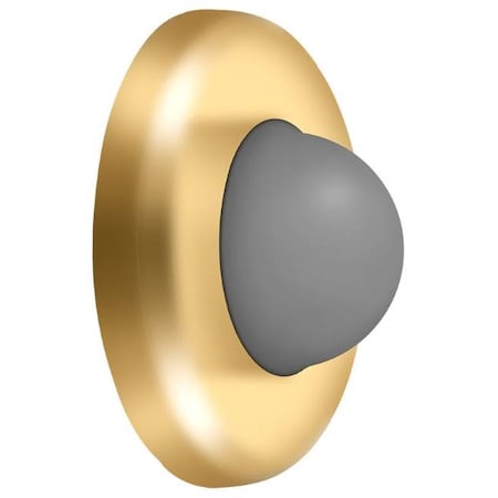 Deltana Wall Mount Convex Flush Bumper, 2-1/2" Diameter Lifetime Brass WBC250CR003