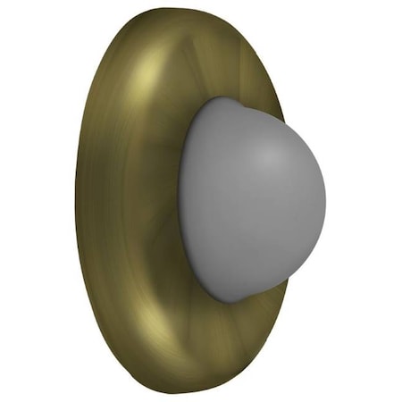 Deltana Wall Mount Convex Flush Bumper, 2-1/2" Diameter Antique Brass WBC250U5