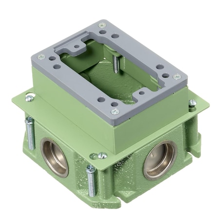 Hubbell Wiring Device-Kellems Electrical Box, 33 cu in, Floor Box Type, 1 Gang, Cast Iron, Rectangular Shape FB4133