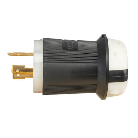 Hubbell Wiring Device-Kellems Locking Plug, L7-20P, 20 A, 277V AC, Single Phase, 2 Pole, Spring Clamp Terminals, Black, White HBL2331ST