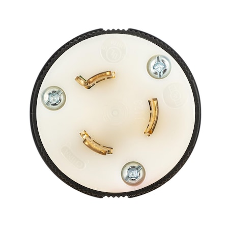 Hubbell Wiring Device-Kellems Locking Plug, L8-20P, 20 A, 480V AC, Single Phase, 2 Pole, Spring Clamp Terminals, Black, White HBL2341ST