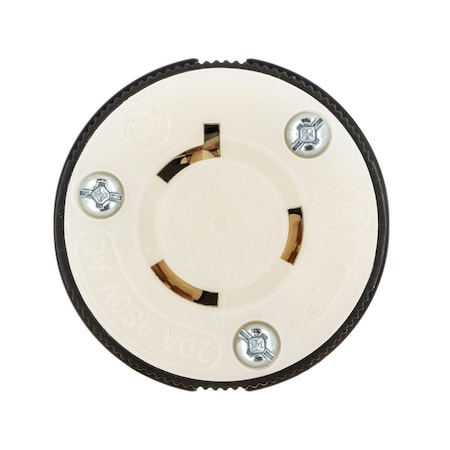 Hubbell Wiring Device-Kellems Locking Connector, L8-20R, 20 A, 480V AC, Single Phase, 2 Pole, Spring Clamp Terminals HBL2343ST