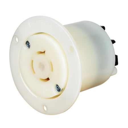 Hubbell Wiring Device-Kellems Locking Receptacle, L15-20R, 20 A, 250V AC, Three Phase, 3 Pole, Flush Mount, White HBL2426ST