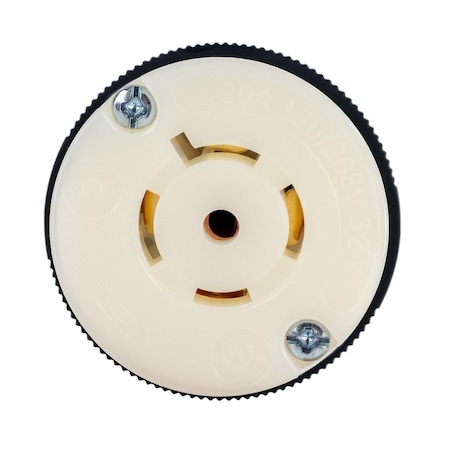 Hubbell Wiring Device-Kellems Locking Connector, L21-20R, 20 A, 120/208V AC, Three Phase, 4 Pole, Spring Clamp Terminals HBL2513ST