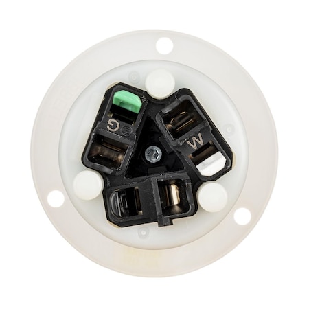 Hubbell Wiring Device-Kellems Locking Receptacle, 30 A, 125V AC, Single Phase, 2 Pole, Flush Mount, Spring Clamp Terminals, White HBL2615ST