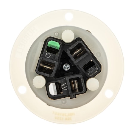 Hubbell Wiring Device-Kellems Locking Receptacle, L5-20R, 30 A, 125V AC, Single Phase, 2 Pole, Flush Mount, White HBL2616ST
