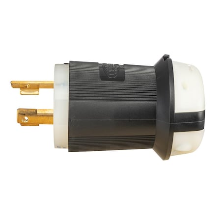 Hubbell Wiring Device-Kellems Locking Plug, L6-30P, 30 A, 250V AC, Single Phase, 2 Pole, Spring Clamp Terminals, Black, White HBL2621ST