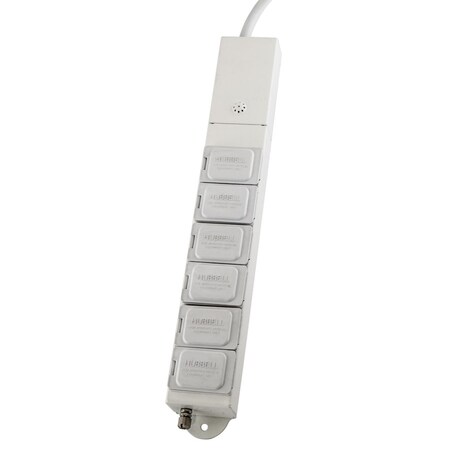 Hubbell Wiring Device-Kellems Power Strip, Surge, Hospital Grade, 15 ft., White HBL6MG1520