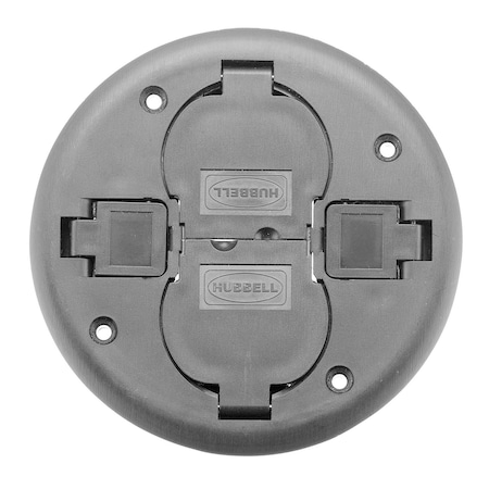 Hubbell Wiring Device-Kellems Electrical Box Cover, Round, PVC, Furniture Feed Cover PT2X2CGY
