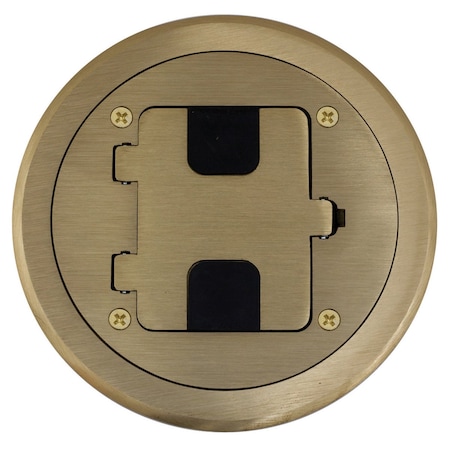 Hubbell Wiring Device-Kellems Electrical Box Cover, Round, Brass RF406BR