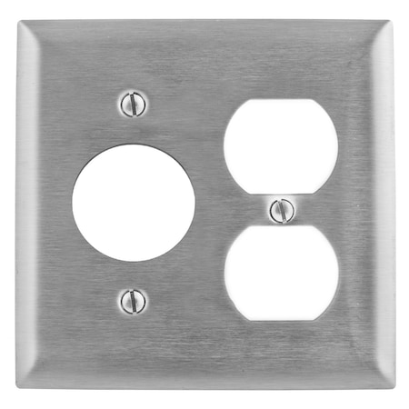 Hubbell Wiring Device-Kellems Wall Plates, Number of Gangs: 2 Stainless Steel, Brushed Finish SS8720