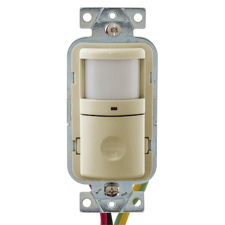 Hubbell Wiring Device-Kellems Wall Mount Sensor, Occupancy, Vacancy, Hard Wired, Ivory, 1,200 sq ft, Fluorescent, LED WS2000I