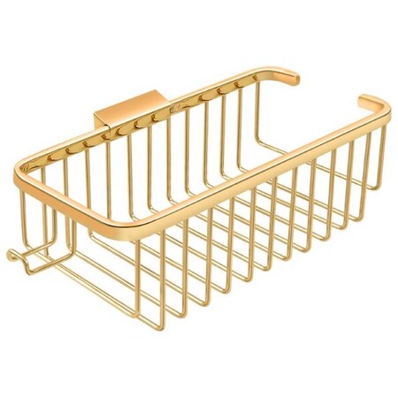 Deltana Wire Basket, 10" Rect/Shampoo With Hook Lifetime Brass WBR1054HCR003