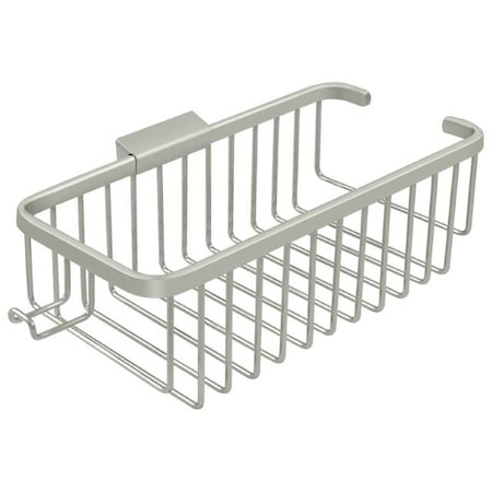 Deltana Wire Basket, 10" Rect/Shampoo With Hook Satin Nickel WBR1054HU15