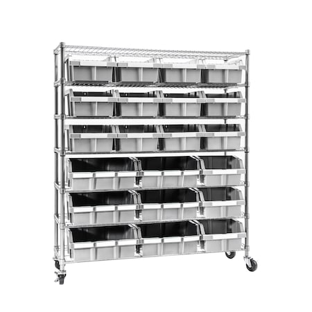 Seville Classics NSF Bin Rack, 7 Tier, 22 Bin, Extra Large WEB678