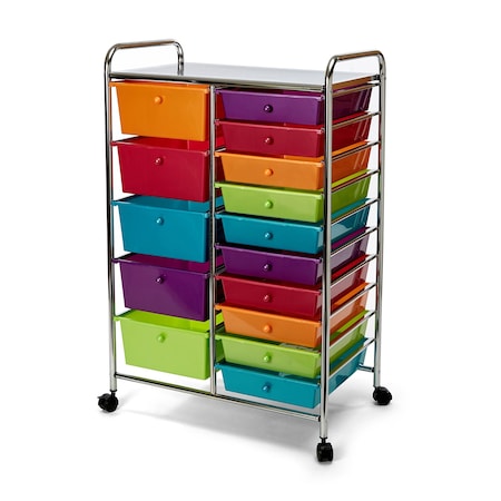Seville Classics Utility Storage Organizer Cart, 15 Drawer WEB908
