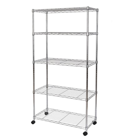 Seville Classics Wire Shelving with Wheels, 5 Tier WEB930