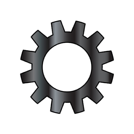 Zoro Select External Tooth Lock Washer, For Screw Size #8 Spring Steel, Black Zinc Finish, 10000 PK 08WEBZ