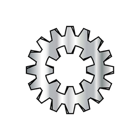 Zoro Select Internal/External Tooth Lock Washer, For Screw Size #4 18-8 Stainless Steel, Plain Finish, 5000 PK 04WEI188