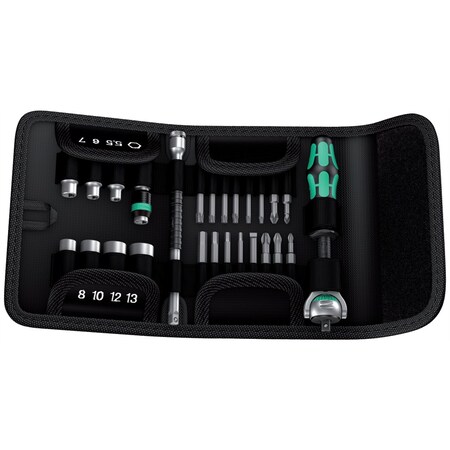 Wera ZyklopSocket/Bit Set, 1/4", w/Pouch, 28pcs. 05051045002