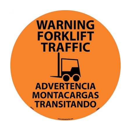 Nmc Warning Forklift Traffic Bilingual Sign WFS34