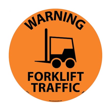Nmc Warning Forklift Traffic Walk On Floor S, Vinyl, Round, English WFS35