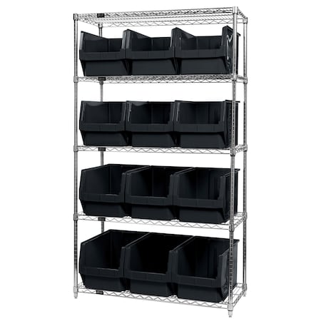Quantum Storage Systems Shelving Unit, 18 in W x 74 in H x 42 in D, 5 Shelves WR5-533BK