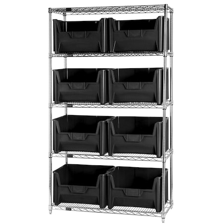 Quantum Storage Systems Shelving Unit, 18 in W x 74 in H x 42 in D, 5 Shelves WR5-700BK