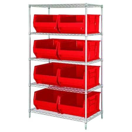 Quantum Storage Systems Shelving Unit, 42 in W x 74 in H x 24 in D, 5 Shelves WR5-955RD