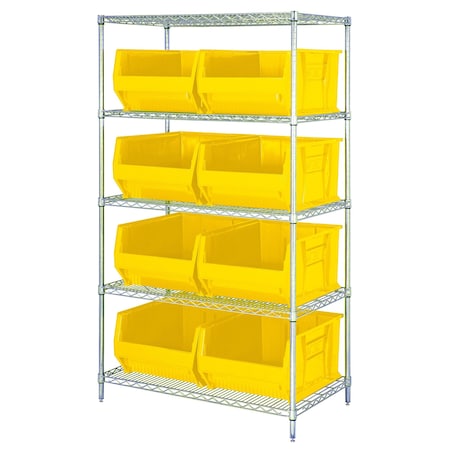 Quantum Storage Systems Shelving Unit, 42 in W x 74 in H x 24 in D, 5 Shelves WR5-955YL