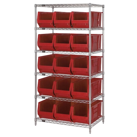 Quantum Storage Systems Shelving Unit, 36 in W x 74 in H x 24 in D, 6 Shelves WR6-953RD