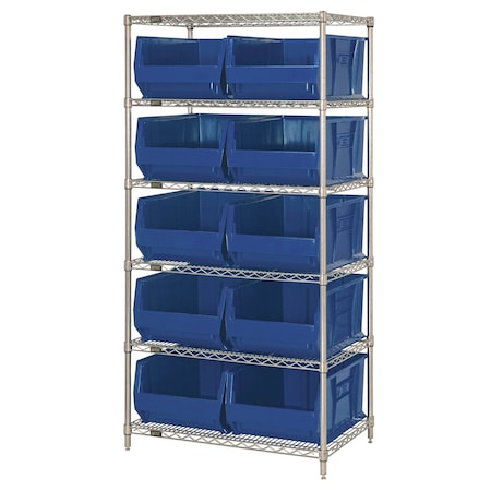 Quantum Storage Systems Shelving Unit, 24 in W x 74 in H x 48 in D, 6 Shelves WR6-957BL