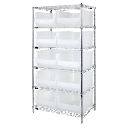 Quantum Storage Systems Shelving Unit, 24 in W x 74 in H x 48 in D, 6 Shelves WR6-957CL