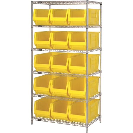Quantum Storage Systems Shelving Unit, 24 in W x 74 in H x 48 in D, 6 Shelves WR6-957YL