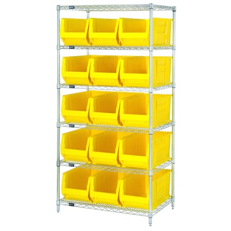 Quantum Storage Systems Shelving Unit, 36 in W x 74 in H x 30 in D, 6 Shelves WR6-973YL