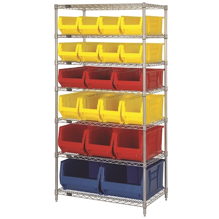 Quantum Storage Systems Shelving Unit, 36 in W x 74 in H x 24 in D, 7 Shelves WR7-20-MIX