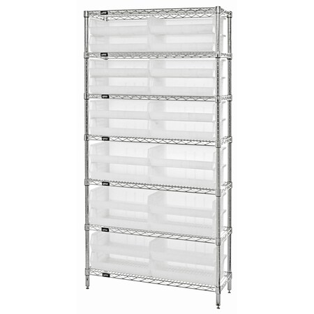 Quantum Storage Systems Shelving Unit, 36 in W x 74 in H x 12 in D, 7 Shelves WR7-245CL